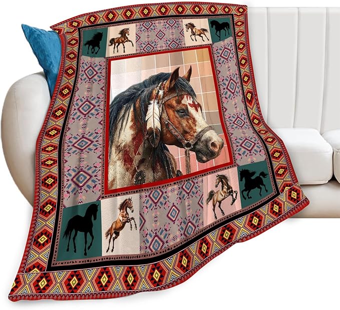 Horse Throw Blanket Horse Stuff Gifts for Kids Girls Boys Adults Women Men Soft Cozy Warm Plush Fluffy Fuzzy Fleece Blanket Decor 60''X80''