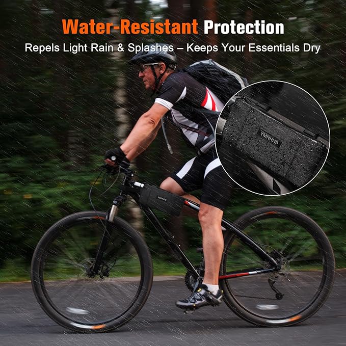Bike Frame Bag – Water-Resistant Top Tube Bike Bag, Minimalist Bicycle Storage Pouch for Smartphone & Cards, Fits Road & Mountain Bikes