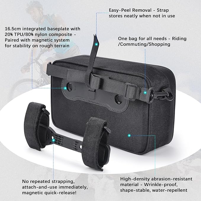 GXCROR Bike Handlebar Bag,Small Front Bike Bags with Shoulder Strap,Bicycle Bag Professional Cycling Accessories
