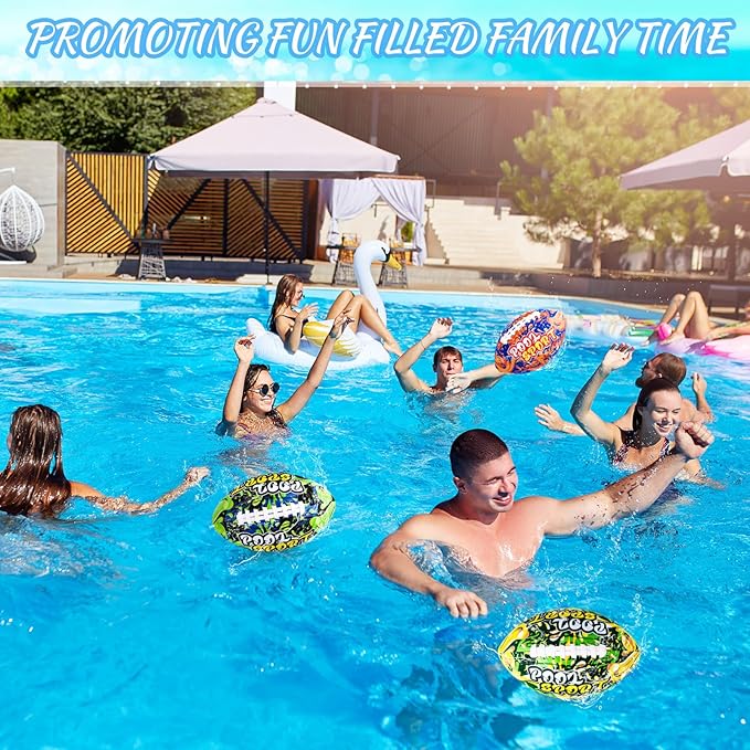 4 Pieces Swimming Pool Waterproof Football 9 Inch Summer Pool Toys Beach Outside Water Toys for Kids Teens Adults Water Swimming