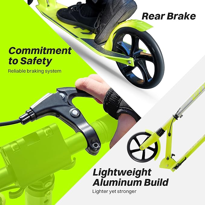 ZIFFY Scooter for Kids with Hand Brake, Foldable Kick Scooter for Ages 6-12, Lightweight Scooter for Boys with 4 Adjustable Heights, ABEC9 Bearings, Supports Up to 260 lbs by Jova