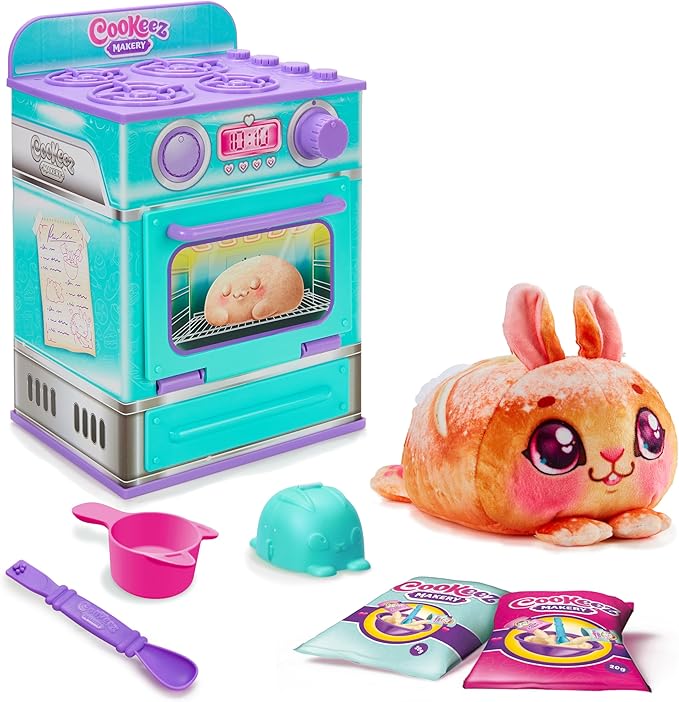 Cookeez Makery Baked Treatz Oven Playset – Interactive Bake & Reveal Toy Oven with Mystery Warm Scented Plush (Barky Bun, Ciacatta Bake, or Wheatney Bunny), Mixing Tools, Dough, & Accessories, 5+