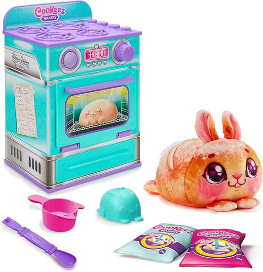 Cookeez Makery Baked Treatz Oven Playset – Interactive Bake & Reveal Toy Oven with Mystery Warm Scented Plush (Barky Bun, Ciacatta Bake, or Wheatney Bunny), Mixing Tools, Dough, & Accessories, 5+