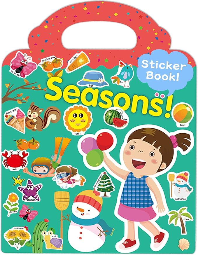 Benresive Reusable Sticker Book for Toddlers 2-4 Years, Fun Travel Stickers for Kids, Waterproof Sticker Books for Toddlers 1-3, Crafts Activities for Toddler 1-3 2-4 3-5 - Season