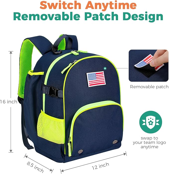 Choco Mocha Kids Baseball Bag, Large Youth Baseball Backpack Softball Bag for Girls T-Ball with Bat Holder