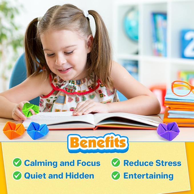 KLT Fidget Sensory Toys for Kids: Quiet Silicone Sensory Flip Cube with Textures - Calming Toys for Autism Kids Anxiety Relief - ADHD Fidget Toys for Classroom Focus
