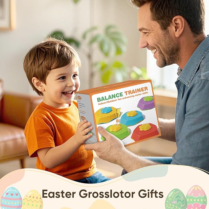 5-Pack Stepping Stones for Kids with Sound Effects - Balance & Coordination Toys for Toddlers Ages 3+, Indoor/Outdoor Play with Interactive Sensory Feedback