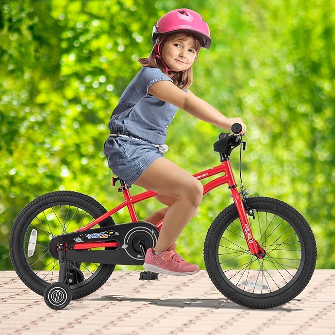 BABY JOY Outer Space Kids Bike, 14 16 18 Inch Sport Bicycle for 3-8 Years Old w/Adjustable Saddle, Training Wheels, Widened Tyre, Handbrake & Coaster Brake, 95% Pre-Assembled Girls Boys Bike