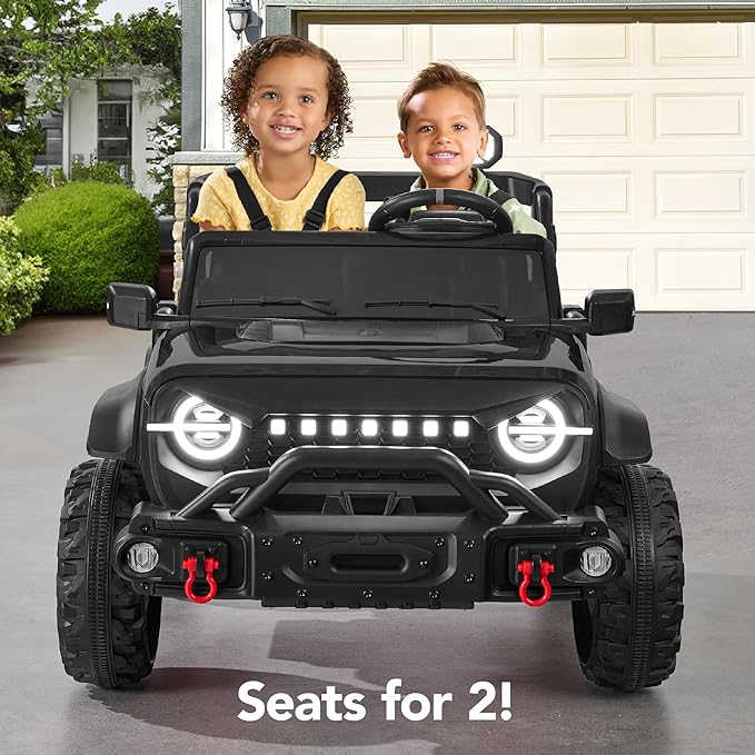 Best Choice Products Kids 24V 2-Seater Electric Ride On Car Truck w/ 132lb Weight Capacity, Parent Control, Bluetooth, LED Lights - Black