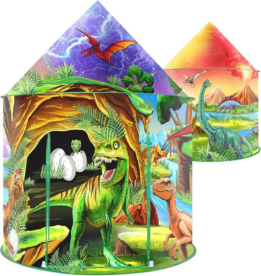 Dinosaur Kids Play Tent Boys Girls Indoor Outdoor Pop Up Tents Foldable Toddler Baby Playhouse Child Playroom Children's Pretend Party Toy Fort House Birthday Gift Camping Games Supplies