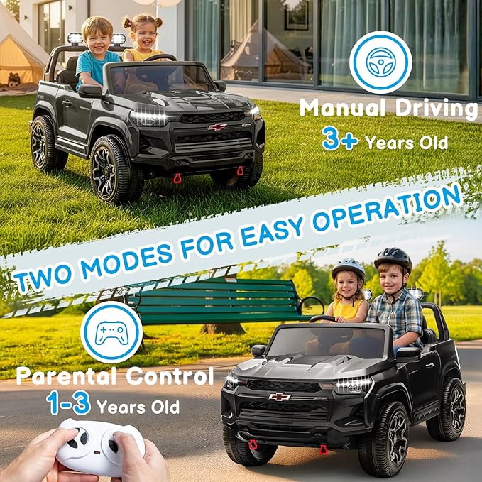 Winado 24V Licensed Colorado Electric Car for Kids, Ride on Toys for Toddlers with Remote Control, 2 Seater Electric Car Ride On Vehicle w/Bluetooth, Soft Start, LED Lights - Black