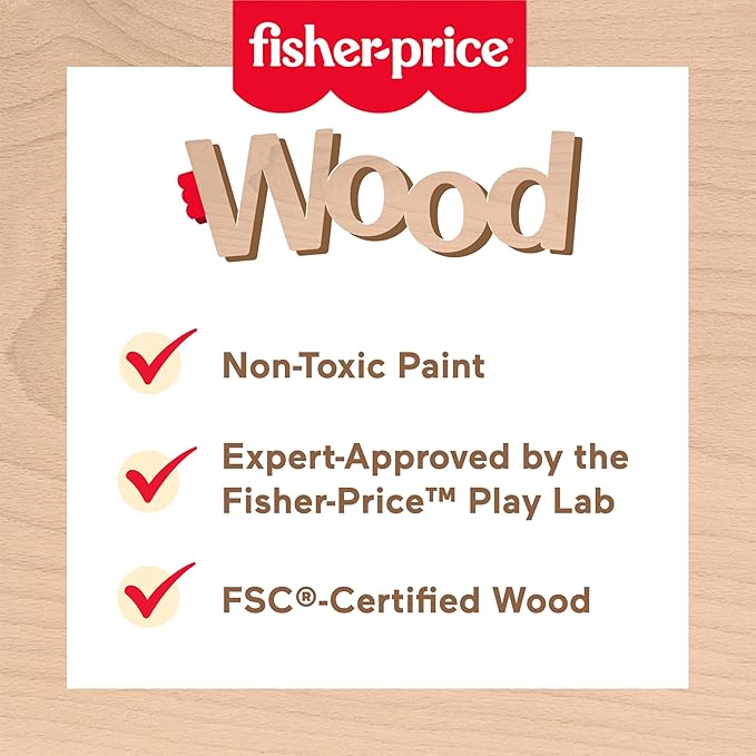 Fisher-Price Wood Pretend Play Toy Fruit Pie, Tiny Garden 16-Piece Wooden Food Puzzle Set for Preschool Kids Ages 3+ Years (Amazon Exclusive)