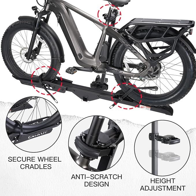 1-Bike Rack E1, Hitch-Mount Platform E-Bike Rack with Ramp, 100 lbs Capacity, Fits Car, SUV, Truck, RV, Van with 2-Inch Receiver and Up to 5-Inch Fat Tires Bicycle