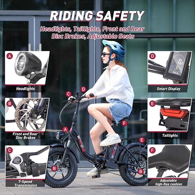 S14/S16 Electric Bike for Adults, Max 19/22 MPH Speed & 28/50 Miles Range (PAS), 500W/750W Peak Motor, Foldable, Lightweight, Shock Absorbers, UL 2849 Certified Ebike