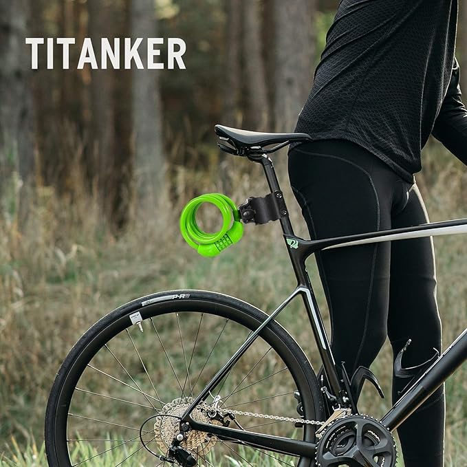 Titanker Bike Lock, Bicycle Lock 4 Feet Cable Lock 1/2 Inch Resettable Bike Lock Combination with Mounting Bracket, Bike Accessories for Bicycle, Electric Scooter, Motorcycle