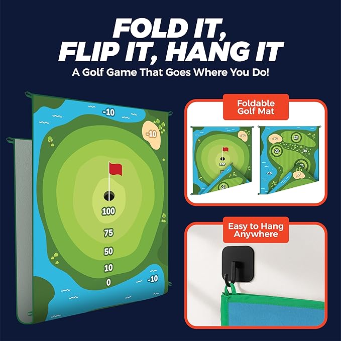 TOY Life Golf Chipping Game, Double-Sided Sticky Golf Pro Battle Mat with 20 Sticky Balls & 4 Darts, Backyard Chipping Games for Adult Kids Outdoor & Indoor