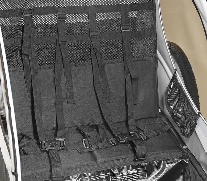 ClevrPlus Deluxe 3-in-1 Double 2 Seat Bicycle Bike Trailer Jogger Stroller for Kids Children | Foldable Collapsible w/Pivot Front Wheel