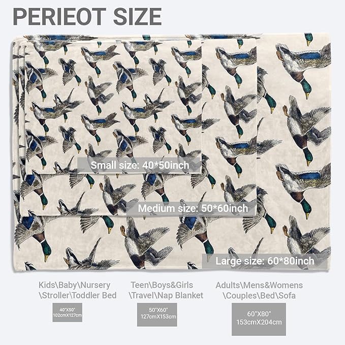 Retro Mallard Duck Blanket,Vintage Animal Fleece Blankets,Soft Warm Decorative Throw for Farmhouse,Couch,Bedroom,Travel,Camping,Practical Throws Gifts for Kids Women Men,60X80 Inch