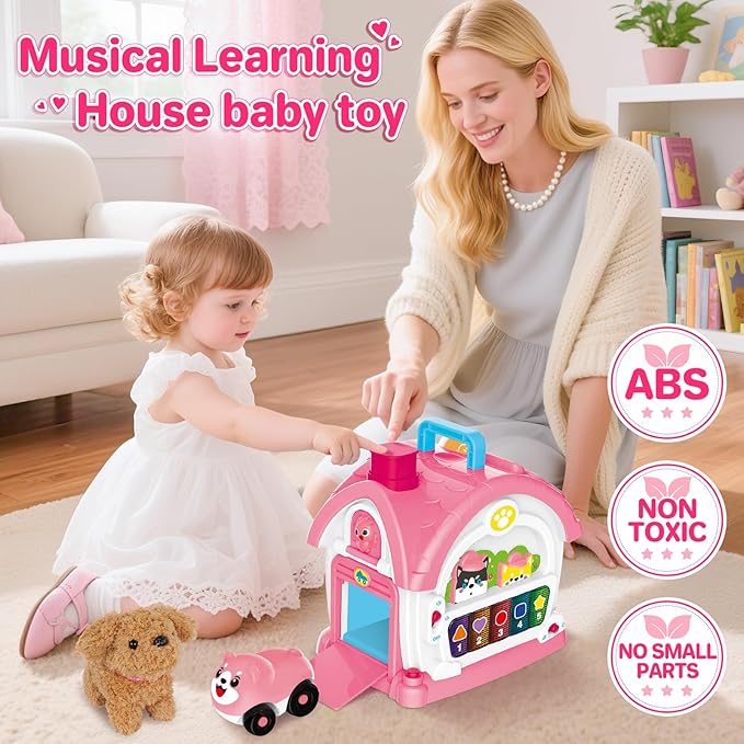 SpringFlower Baby Toddler Toys for 1 Year Old Girls, Montessori Musical Toddler Toys for 12-18 Months Kids, Musical Learning House for Infant Toddlers 1 2 3 Years Old Baby Girl Gifts