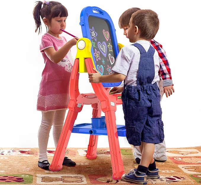 Easel for Kids, Toddler Art Easel Adjustable Standing, Magnetic Double Sided Easel with Painting Accessories Gift for Boys and Girls