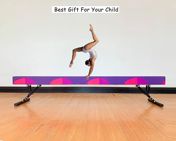 Adjustable Balance Beam 8 ft Gymnastic Beam Adjustable Height for Kids and Teenage of All Gymnastic Levels, Gymnastic Training Beam Gymnastic Equipment for Athlete Home and Gym Club Use