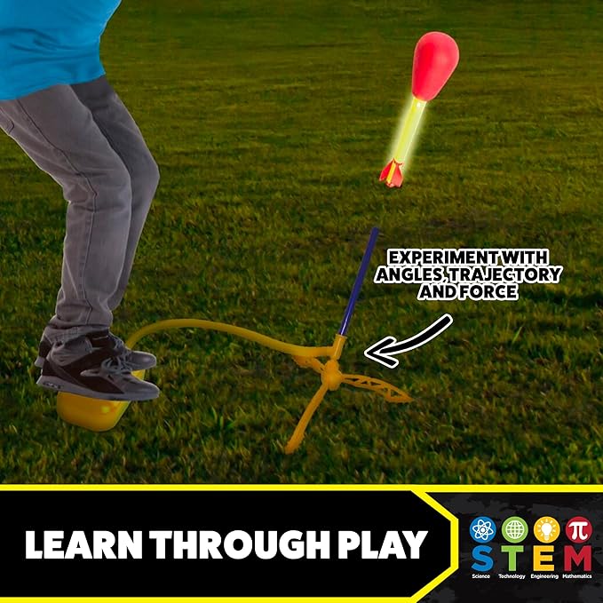 Stomp Rocket Ultra LED Rocket Launcher for Kids, 4 LED Foam Tipped Rockets - Fun Backyard & Outdoor Kids Toys Gifts for Boys & Girls - Toy Foam Blaster Set - Multi-Player Adjustable Launch Stand