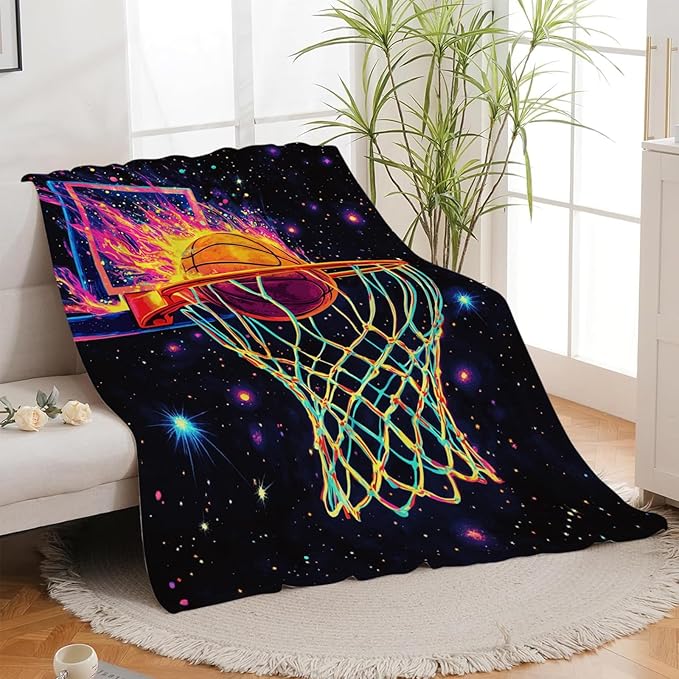 Basketball Blanket, Basketball Blanket, Sports Ball Gifts Blankets Stuff Fleece Flannel Plush for Boys Men Women Girls Lovers Adults Soft Bedding Gift for Sofa Bed Office Home Decor 80"x60"