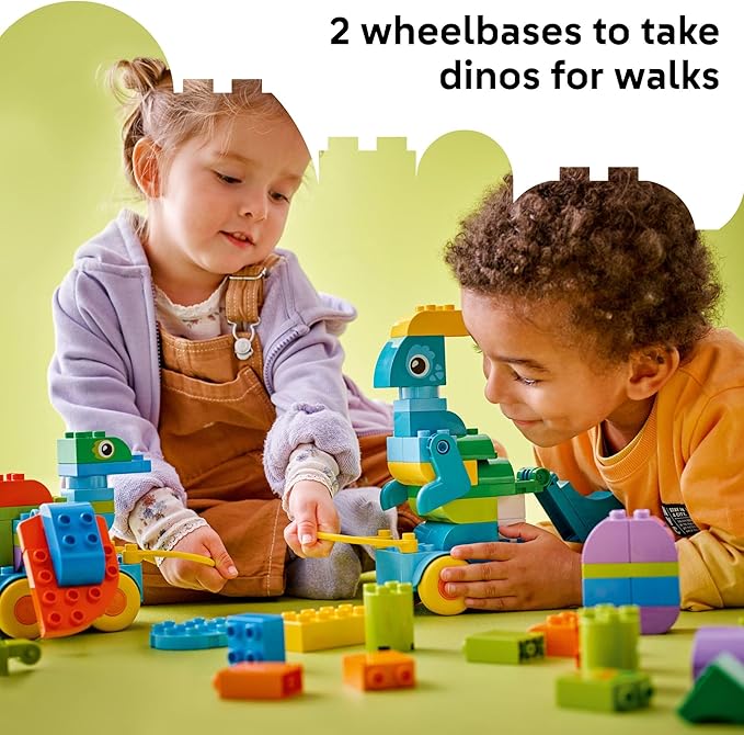 LEGO DUPLO Town 3 in 1 Dinosaurs on Wheels Learning Toy for Toddler Boys & Girls, Ages 3+ - Building & Education Play Set Teaches Problem-Solving Skills Through Play - Preschool Gift Idea - 10451