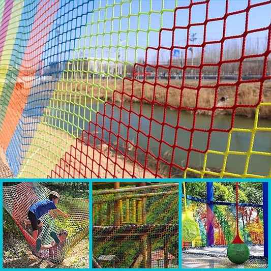 Kids Outdoor Balcony & Playground Climbing Net - Knotless Polyester Sports Netting
