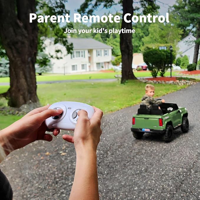 24V 10Ah Ride on Toy for Big Kids, 4WD 2 Seater Electric SUV Kids Car to Drive with Remote Control, 4x200W Motors - Army Green