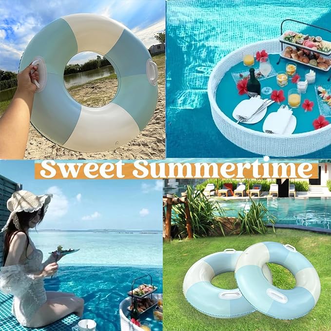 Swimming Pool Tubes-2PCS Inflatable Pool Floats for Adult Swim Ring Pool Floaties Inflatable Swimming Pool Raft Party Water Summer Beach Lounger Float Party Supplies