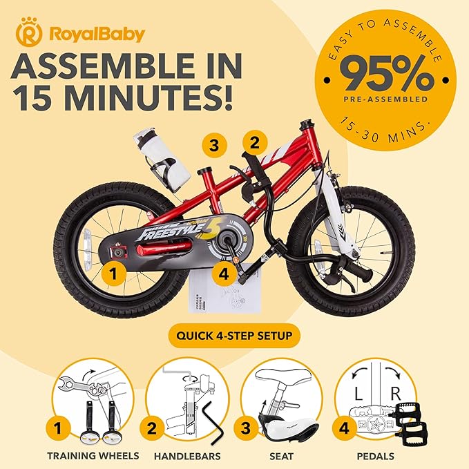 RoyalBaby Kids Bike EZ Balance to Pedal Dual Handbrake Toddlers Boys Girls Bicycle 12-20 Inch for Age 3-10 Years