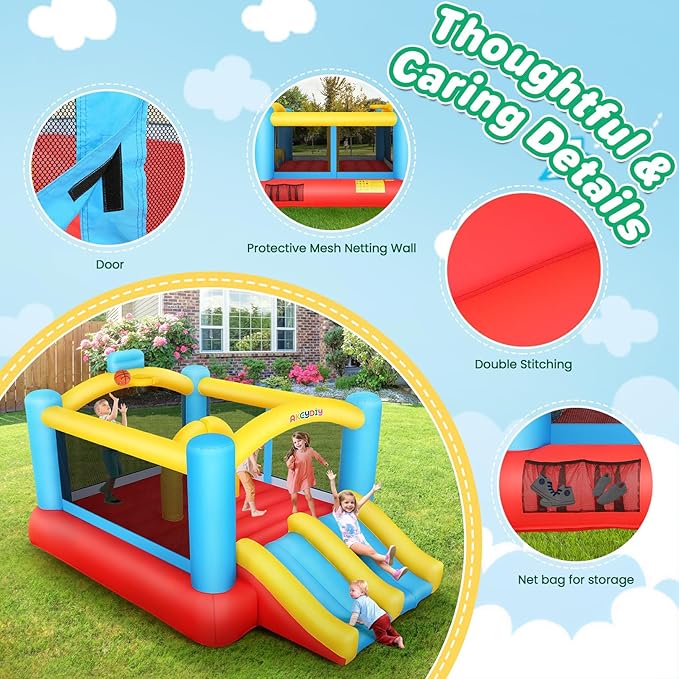 AKEYDIY Bounce House for Kids,13 x 12ft Obstacle Course Bounce House Jump 'n Slide for 3-12 yr Kids, Inflatable Bouncy House with Double Slides&Large Bounce Area - Bouncy Castle for Indoor/Backyard