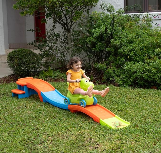 Step2 Dino Dash Up & Down Roller Coaster Kids Ride On Toy, Push Car, Indoor/Outdoor Playset, Made of Durable Plastic, Max Weight 50 lbs., for Toddlers 2-5 Years Old