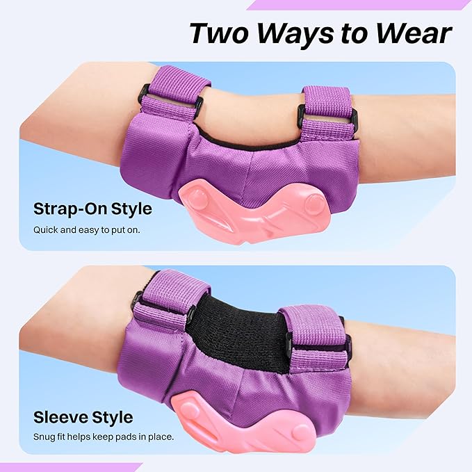 ZIFFY Knee Pads for Kids, Adjustable Knee and Elbow Pads Set with Wrist Guard, Protective Gear for Boys Girls Skateboard Roller Skating Cycling Bike – 2 Sizes, 4 Colors by Jova