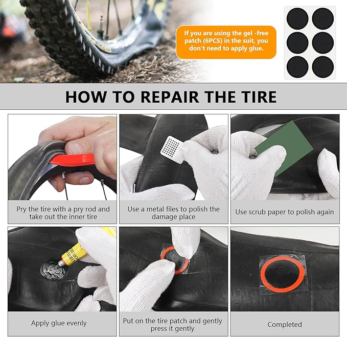 80pcs Bike Tire Repair Kit, Self-Adhesive Bike Tire Patch Kit, Bike Tool Kit with Portable Storage Box and Valve Converter, Bike Repair Kit for Mountain Bikes, Commuter Bikes, Motorcycles
