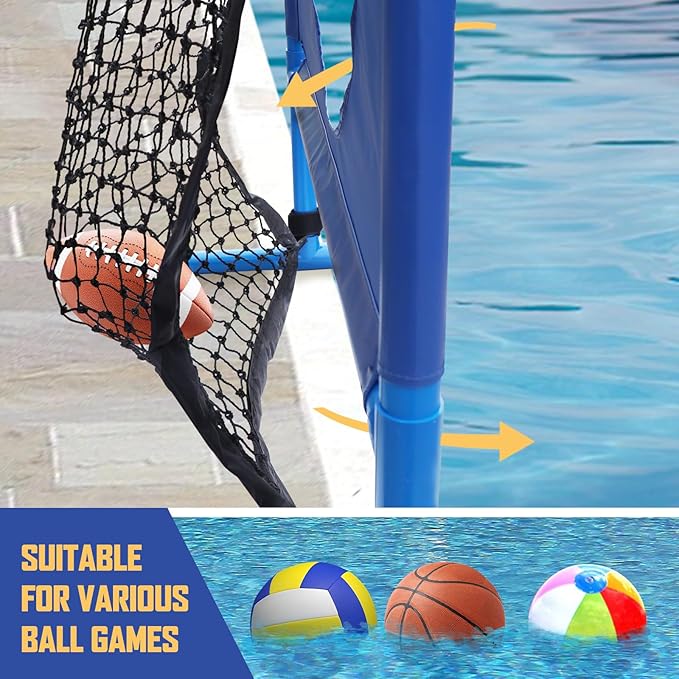 2-in-1 Pool Goal Set - Football & Basketball Fun for Everyone!
