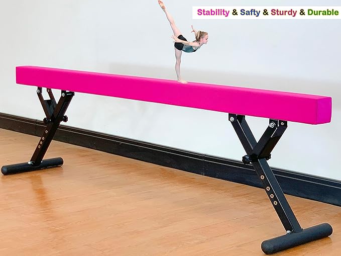 Adjustable Balance Beam 8 ft Gymnastic Beam Adjustable Height for Kids and Teenage of All Gymnastic Levels, Gymnastic Training Beam Gymnastic Equipment for Athlete Home and Gym Club Use