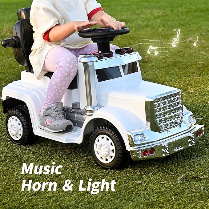 3-in-1 Ride on Push Car for Toddler with Handle, Toddler Ride on Toy for Boys, Stroller Sliding Walking Car w/Music, Horn and Lights - White