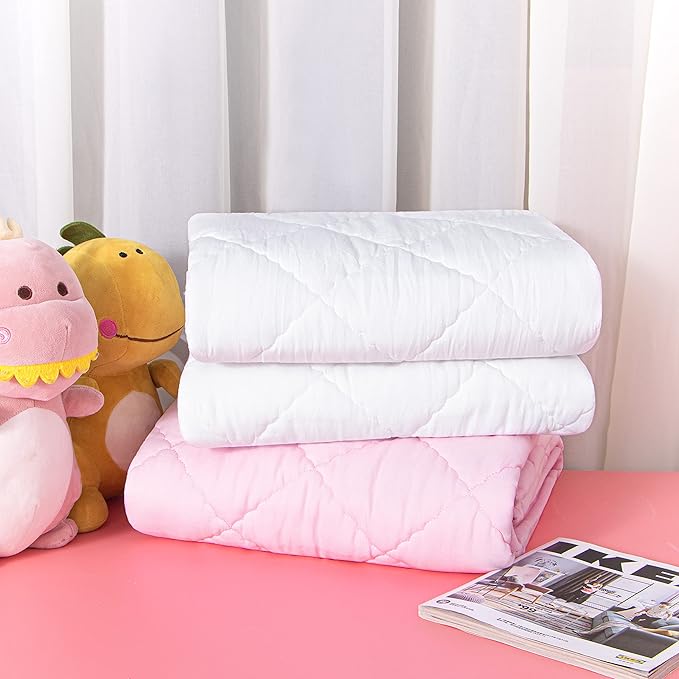 NTBAY Down Alternative Oversized Toddler Comforter, Super Soft and Warm Solid Color Baby Crib Quilted Blanket, 43x60 inches, White