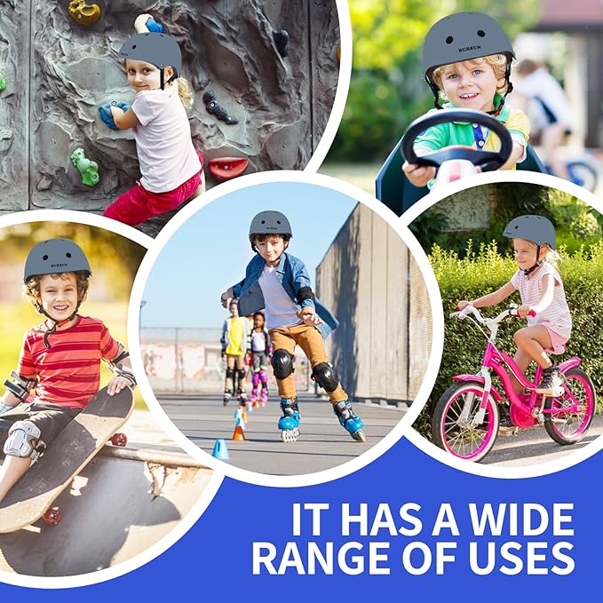 BURSUN Kids Bike Helmet Ventilation & Adjustable Toddler Helmet for Ages 2-14 Kids Boys Girls Multi-Sport Helmet for Skateboard Roller Skateing Bicycle Scooter blance Bike