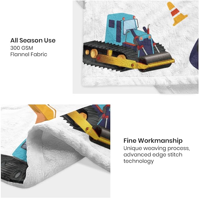 Construction Truck Blanket Boys Excavator Plush Throw Blanket Soft Fuzzy Flannel Tractor Blanket for Bed Couch Sofa Decor Blankets Trucks Car Lover Toddler Kids Blankets Gifts 60"x50"