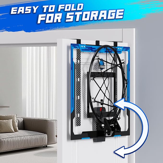 24" x 16" Indoor Large Basketball Hoop Toy - Upgraded Adjustable Height Basketball Hoop Over The Door with Complete Accessories, Basketball Toys Christmas Birthday Gifts for Kids & Adults