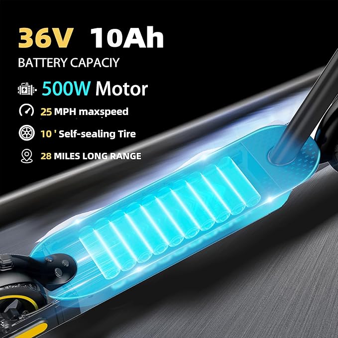 Electric Scooter Adults, 500/600W Motor, 28 MPH Top Speed,10" Vacuum Big Tires, Foldable E-Scooter with App Control & Disc Braking System for Smart APP Contro