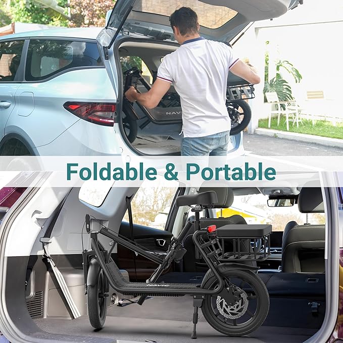 NAVIC Electric Scooter Adults,Max 19/27 Miles Ranges,Top Speed 19/22 mph,350/500W Peak Motor, Folding E-Scooter with Dual Braking Dual Suspension