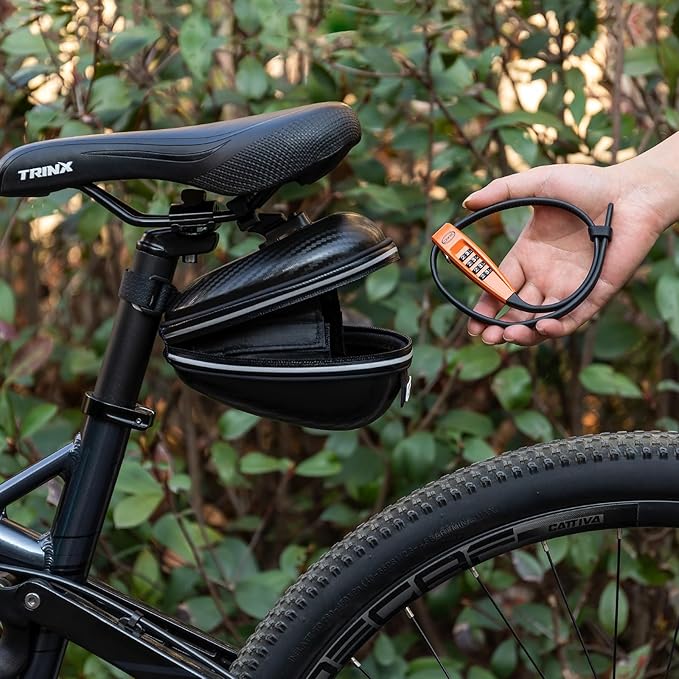 CXWXC Zip Tie Lock - 4-Digit Combo Cable Locks for Bike Motorcycle Helmet, Skateboard, Skis, Snowboard, Stroller & Cabinet - Ideal for Lightweight Security (Orange, 45CM)