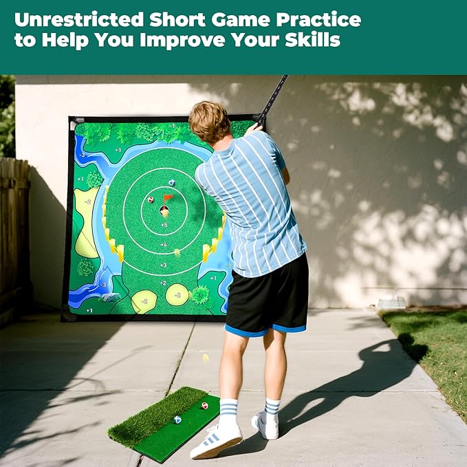 Chipping Golf Game Set, Backyard Golf Game, Equipped with Adjustable Clubs, Balls x 40; The Original Portable Golf Game for Chipping Practice for Family Golfers