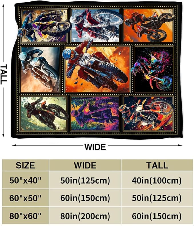 Motorcycle Blanket, Motorcycle Throw Blanket, Racer Sports Gifts Blankets Stuff Fleece Flannel Plush for Men Boys Women Girls Lovers Adults Soft Bedding Gift for Sofa Bed Office Home Decor 80"x60"