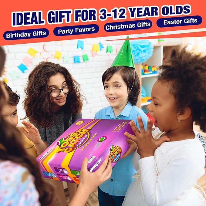 Kids Outdoor Toys - Toss and Catch Game Set, Outside Yard Camping Beach Pool Toys Games for Boys Girls 3 4 5 6 7 8 9 10 Year Old, 4 Paddles 4 Balls (Blue+Orange)