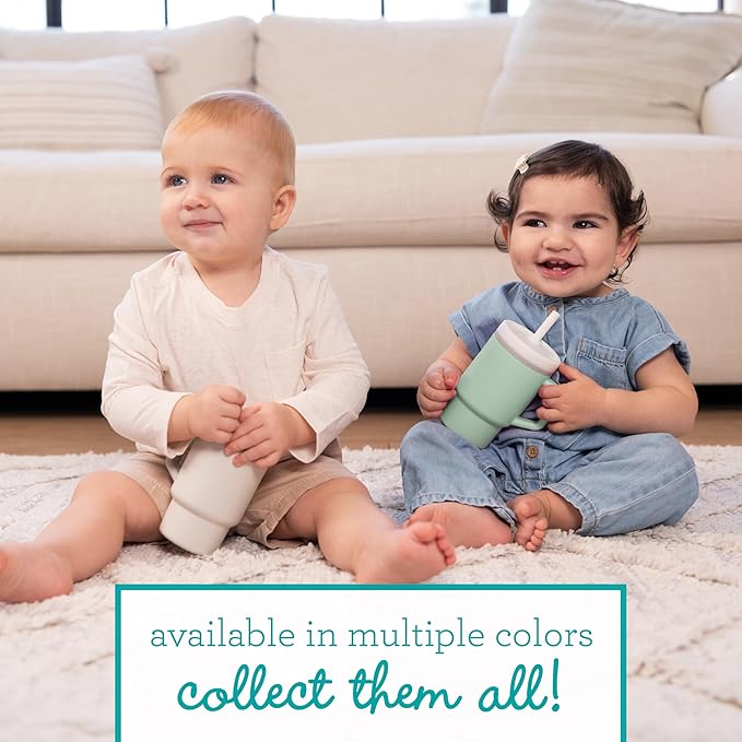 Infantino My 1st Tumbler, Silicone Sippy Cup with Straw & Handle, Spill-Resistant Baby Cup for On-the-Go, BPA-Free Transition Bottle